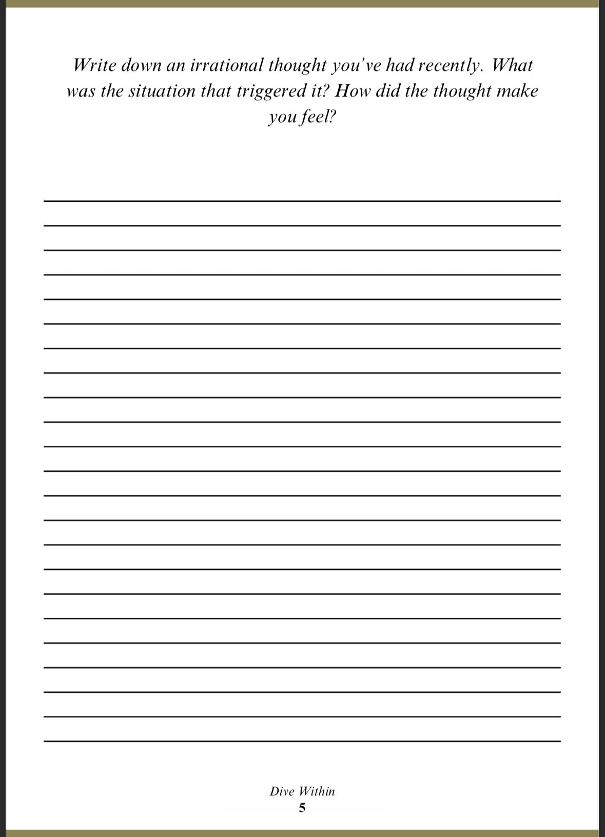 Digital Version of Dive Within Journal