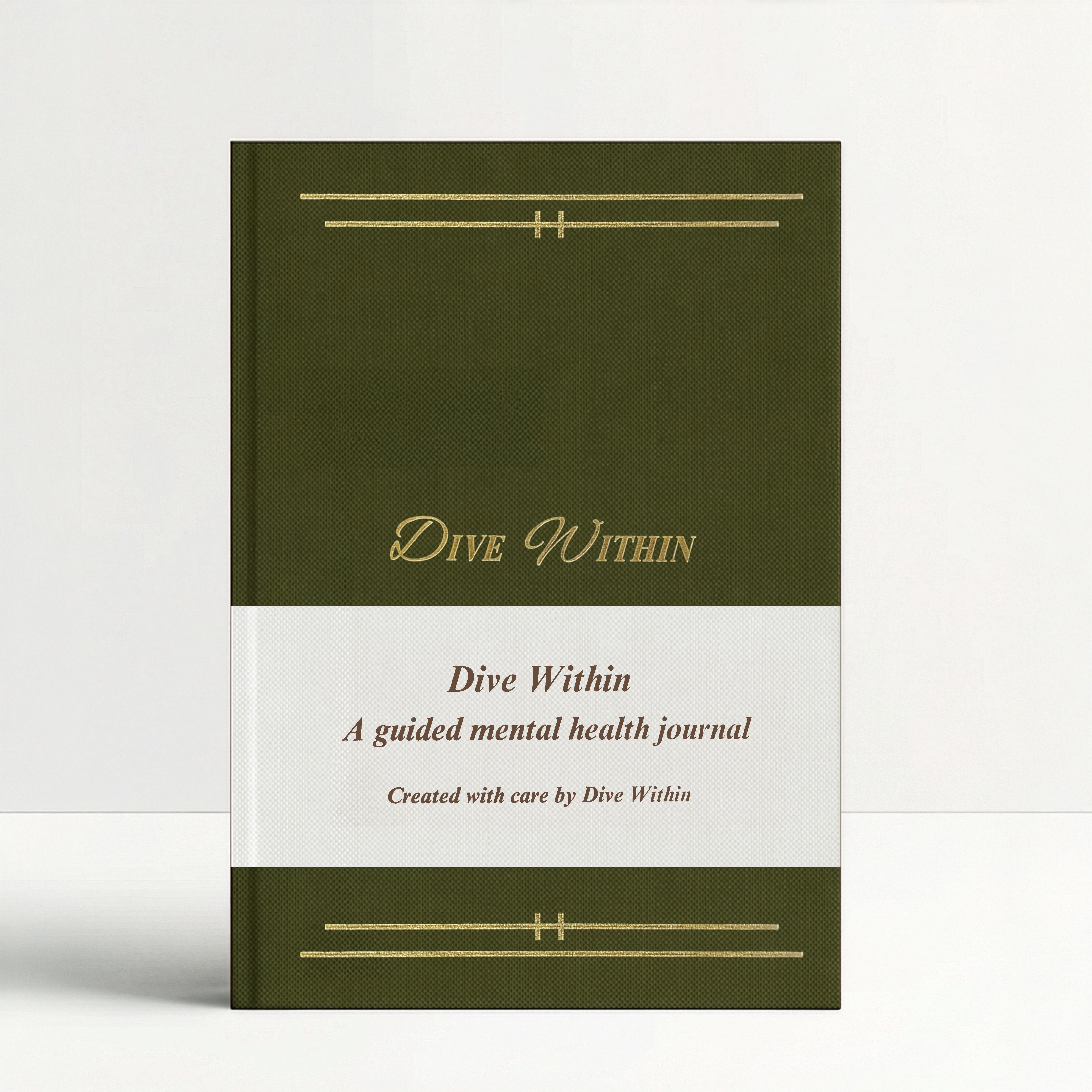 Dive Within green mental health journal on white background